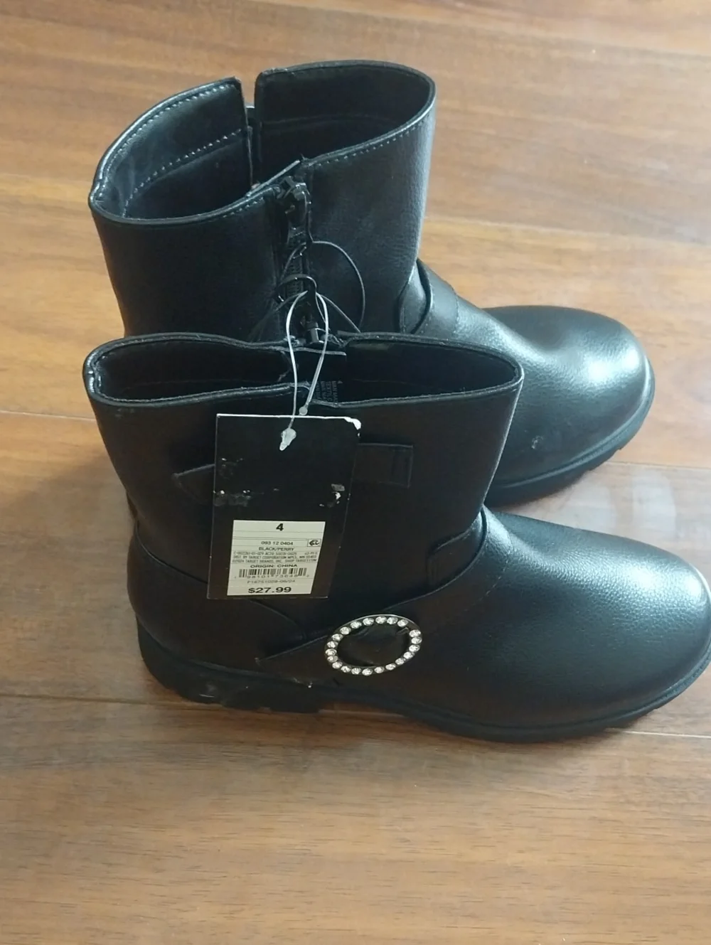 art class Black Girls' Ankle Boots with Buckle Accent